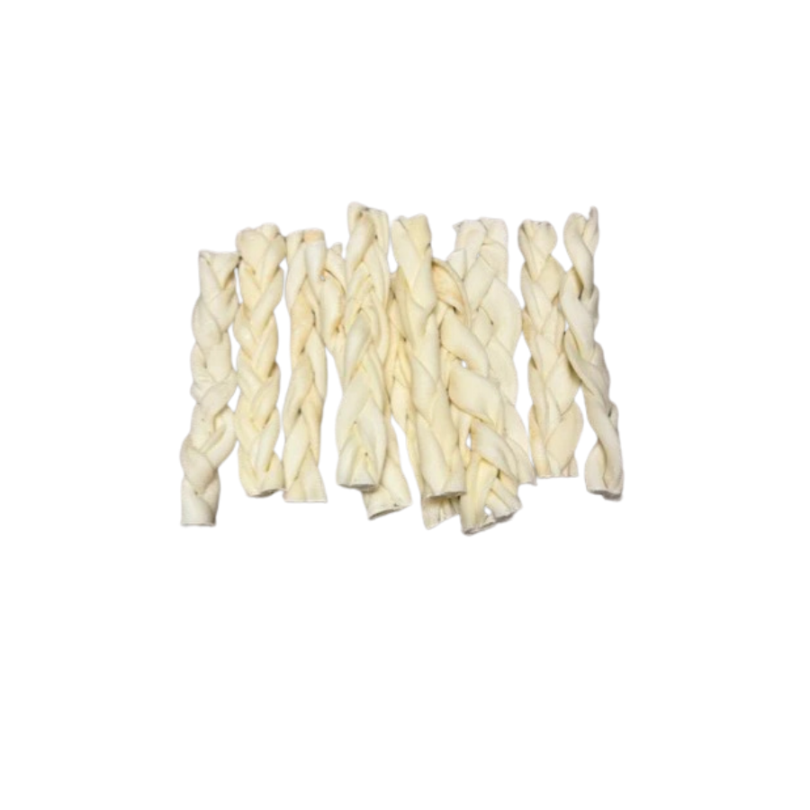 Cheek Braids for Dogs (not rawhide) - Braided 6" Stick