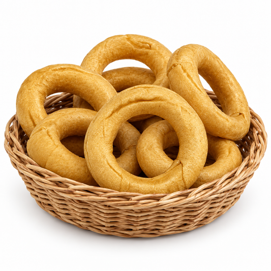 Basket of Bentley's Paw Pantry collagen dog chew rings