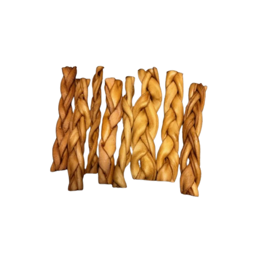 Cheek Braids for Dogs (not rawhide) - Braided 6" Stick