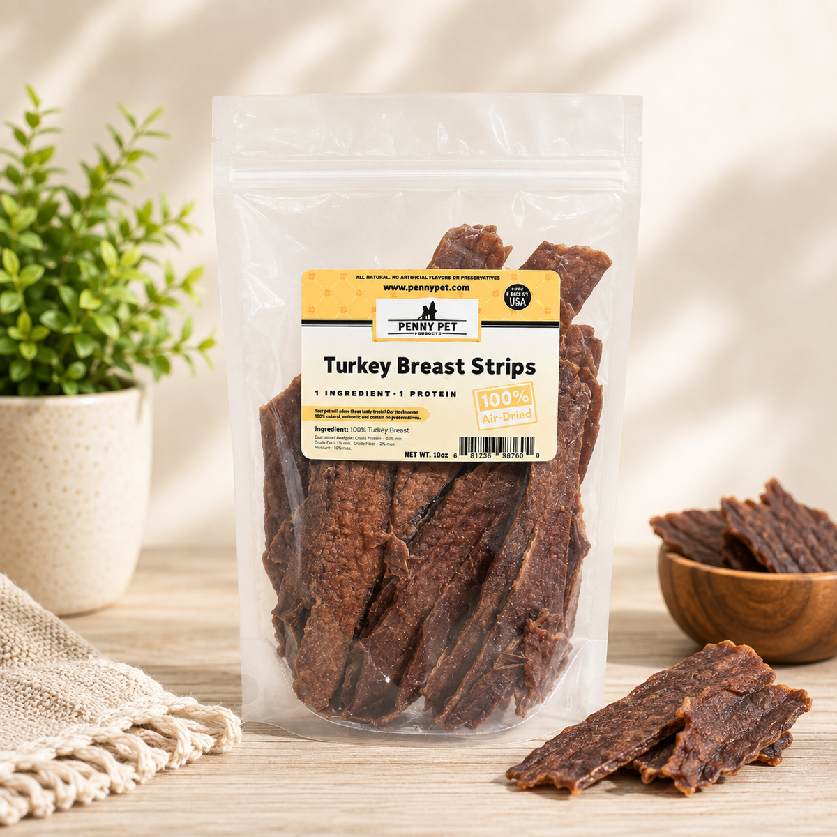 Turkey Breast Strips – Single-Ingredient Air-Dried Dog Treats