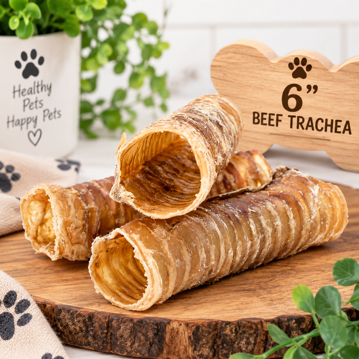 6" Natural Beef Trachea Chews