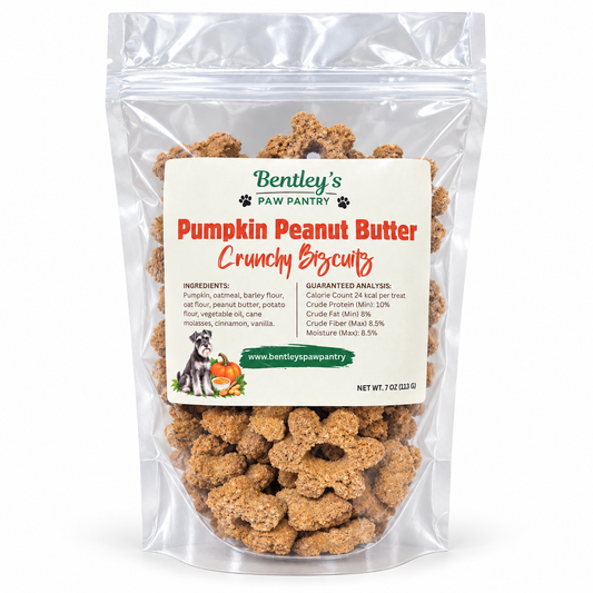 Bentley's Paw Pantry Pumpkin Peanut Butter oven-baked dog biscuits