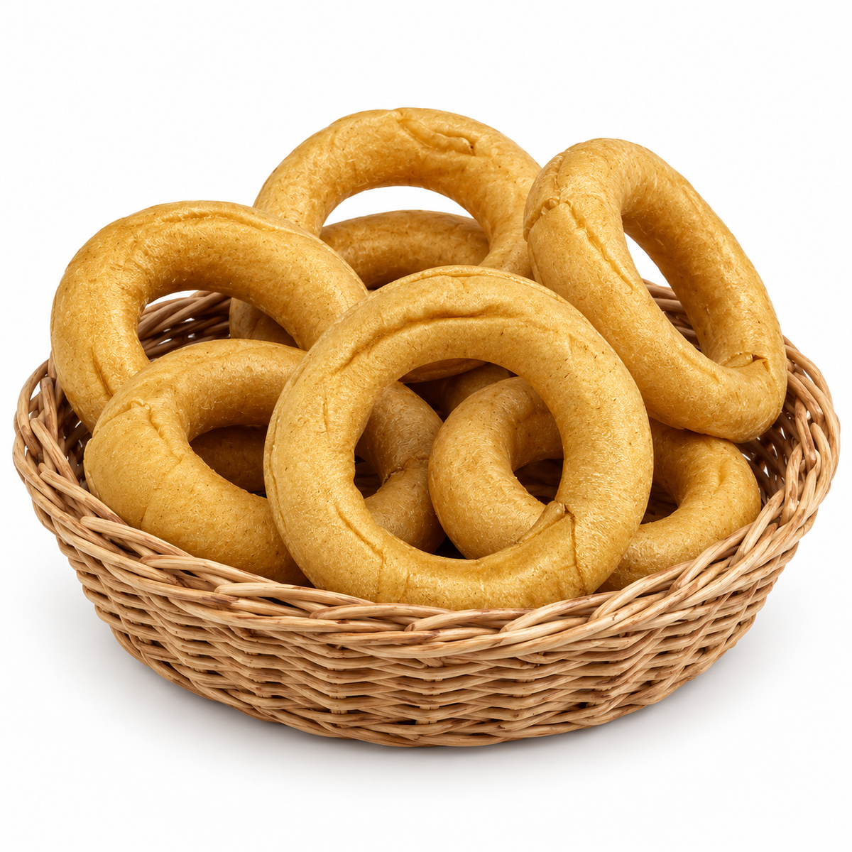 Basket of Bentley's Paw Pantry collagen dog chew rings