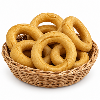 Basket of Bentley's Paw Pantry collagen dog chew rings